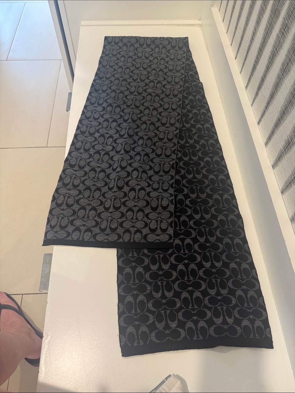 Coach Black & Charcoal Signature Jacquard Scarf